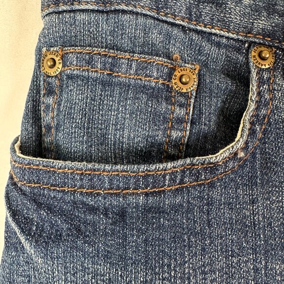 LRL Lauren Jeans Co Denim Pencil Skirt Women's Size 4P Blue Slit Knee Length 90s - Picture 3 of 11